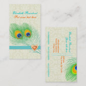 Peacock feather türkis orange Auge einfangen Visitenkarte (Vorne/Hinten)