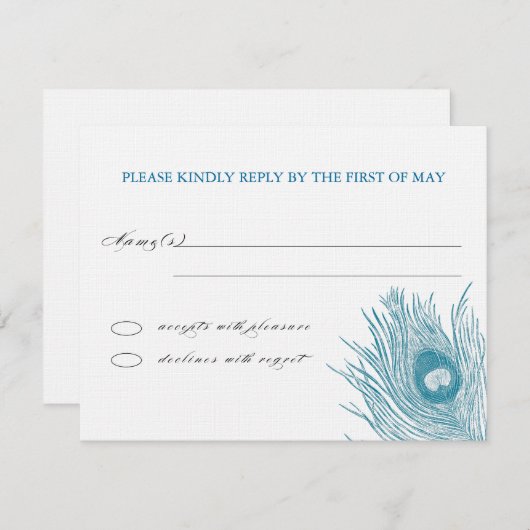 Peacock-Feather-UAWG RSVP Karte (Vorne/Hinten)