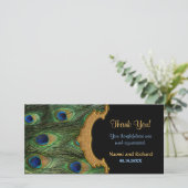 Peacock Feather Vielen Dank Dankeskarte (Stehend Vorderseite)