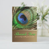 Peacock Feather Vielen Dank Hinweis Einladung (Stehend Vorderseite)