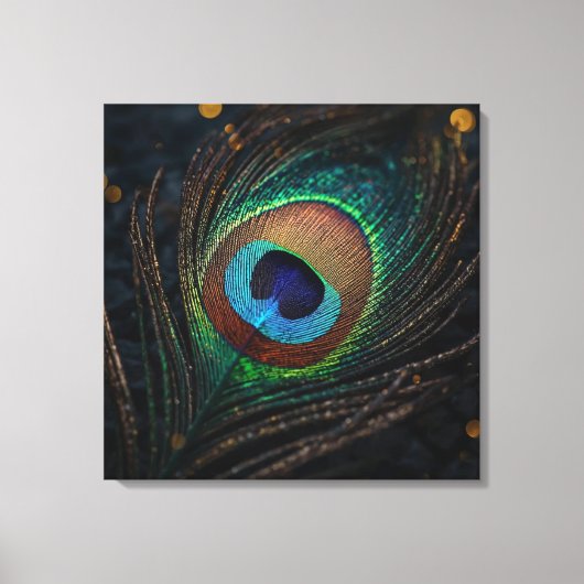 Peacock Feather Wall Art – Elegant Boho Nature Leinwanddruck (Vorderseite)