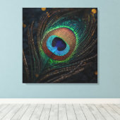 Peacock Feather Wall Art – Elegant Boho Nature Leinwanddruck (Insitu (Holzboden))