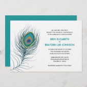 Peacock Feather Wedding Einladung (Vorne/Hinten)