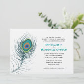 Peacock Feather Wedding Einladung (Stehend Vorderseite)