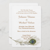 Peacock Feather Wedding Einladung (Vorne/Hinten)