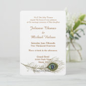Peacock Feather Wedding Einladung (Stehend Vorderseite)