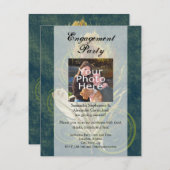 Peacock Feather Wedding Engagement Party Foto Einladung (Vorne/Hinten)