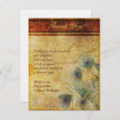 Peacock Feather Wedding Flat Danke Karte (Vorne/Hinten)