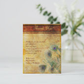 Peacock Feather Wedding Flat Danke Karte (Stehend Vorderseite)