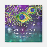 Peacock Feather Wedding Jeweled Save the Date