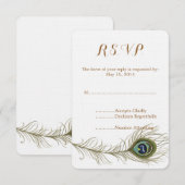 Peacock Feather Wedding RSVP Karte (Vorne/Hinten)