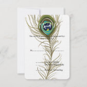 Peacock Feather Wedding RSVP Karte (Vorderseite)