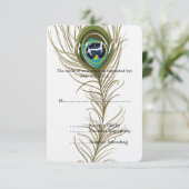 Peacock Feather Wedding RSVP Karte (Stehend Vorderseite)