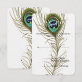 Peacock Feather Wedding RSVP Karte (Vorne/Hinten)