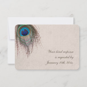 Peacock Feather Wedding RSVP Karte