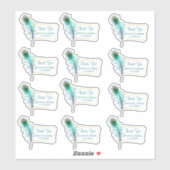 Peacock Feather Wedding Vielen Dank Aufkleber (Blatt)