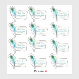 Peacock Feather Wedding Vielen Dank Aufkleber