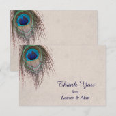 Peacock Feather Wedding Vielen Dank Dankeskarte (Vorne/Hinten)