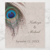 Peacock Feather Wedding Weinetikett (Einzelnes Label)