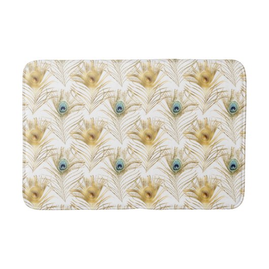 PEACOCK FEATHER WHITE BATH MAT BADEMATTE (Vorderseite)