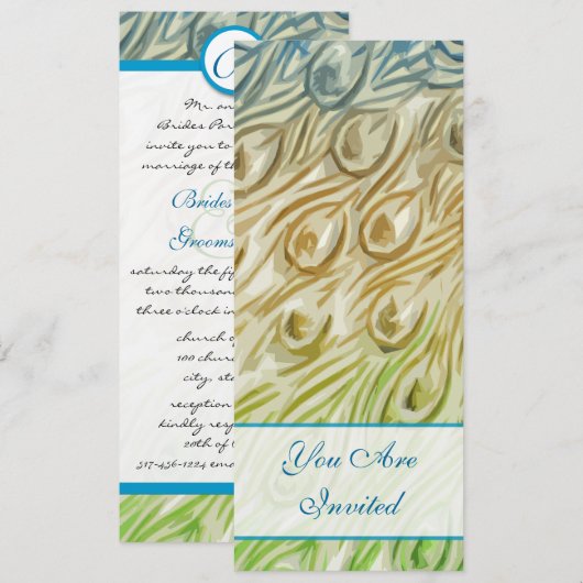 Peacock Feather Wirbel Einladung Hochzeit (Vorne/Hinten)