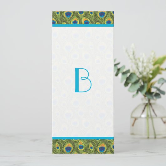 Peacock Feather Wirbel Einladung Hochzeit (Stehend Vorderseite)