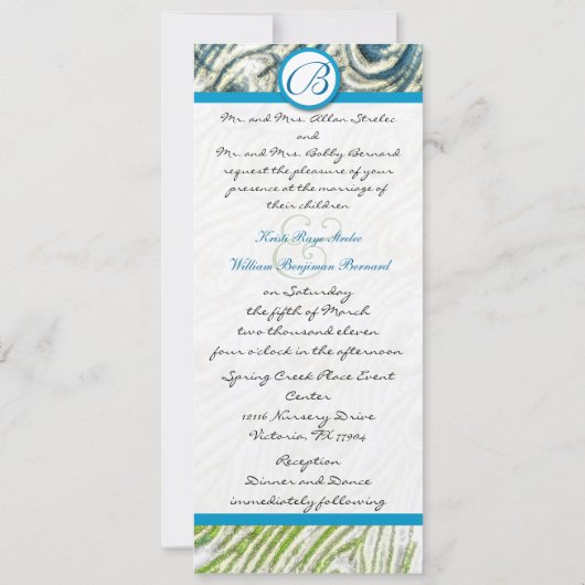 Peacock Feather Wirbel Einladung Hochzeit (Rückseite)