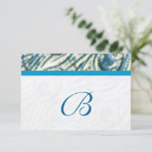 Peacock Feather Wirbel Wedding RSVP Karte (Stehend Vorderseite)