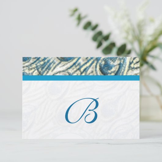 Peacock Feather Wirbel Wedding RSVP Karte (Stehend Vorderseite)