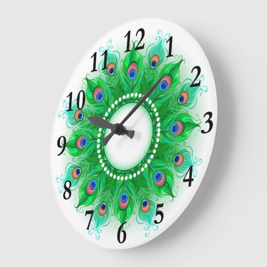 Peacock Feather-Wohngestaltung Große Wanduhr (Winkel)