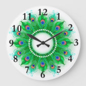 Peacock Feather-Wohngestaltung Große Wanduhr (Vorderseite)