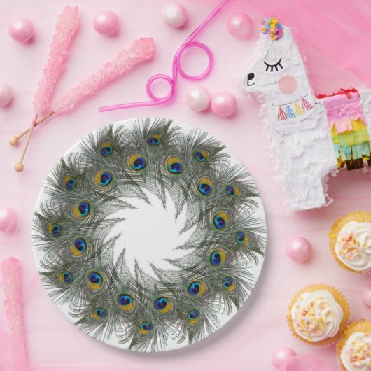 Peacock Feather Wreath Paper-Teller Pappteller (Party)