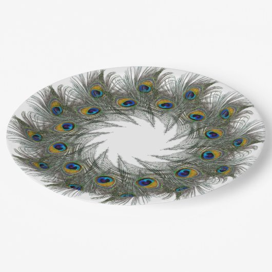 Peacock Feather Wreath Paper-Teller Pappteller (Schrägansicht)