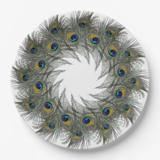 Peacock Feather Wreath Paper-Teller Pappteller (Vorderseite)