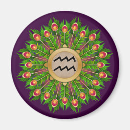 Peacock Feather Wreath Zodiac Sign Aquarius Magnet