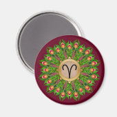 Peacock Feather Wreath Zodiac Sign Aries Magnet (Vorderseite/Rückseite)