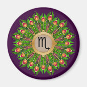 Peacock Feather Wreath Zodiac Sign Scorpio Magnet (Vorne)