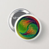 Peacock Feather Yin Yang 3 Button (Vorne & Hinten)