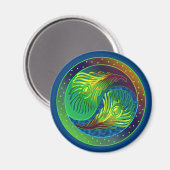 Peacock Feather Yin Yang 4 Magnet (Vorderseite/Rückseite)