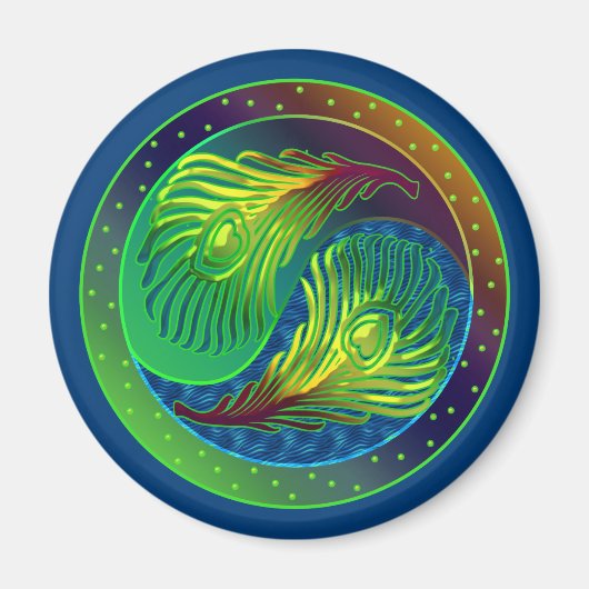 Peacock Feather Yin Yang 4 Magnet (Vorne)