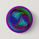 Peacock Feather Yin Yang 5 Button (Vorderseite)