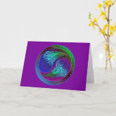 Peacock Feather Yin Yang 5 Karte (Gelbe Blume)