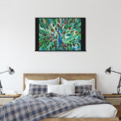 Peacock Feathers 36" x 24" Premium Canvass Print Leinwanddruck (Insitu (Schlafzimmer))