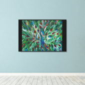 Peacock Feathers 36" x 24" Premium Canvass Print Leinwanddruck (Insitu (Holzboden))