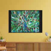 Peacock Feathers 36" x 24" Premium Canvass Print Leinwanddruck (Insitu (Wohnzimmer))