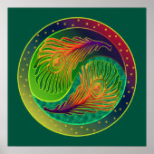Peacock Feathers 3 Yin Yang Poster (Vorne)