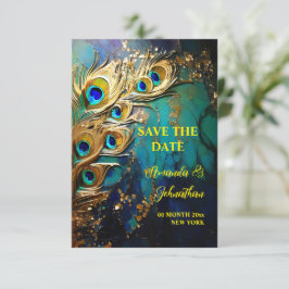 Peacock feathers 3D art iridescent elegante Save The Date