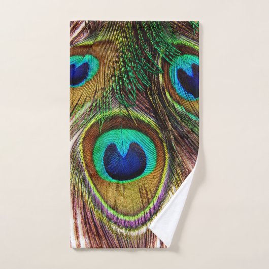 Peacock Feathers 4 Badezimmer Handtuchhandtuch Set (Handtuch)