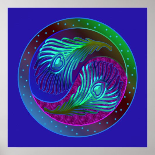 Peacock Feathers 5 Yin Yang Poster (Vorne)