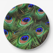 Peacock Feathers Animal Print Aquamarin Green Pappteller (Vorderseite)